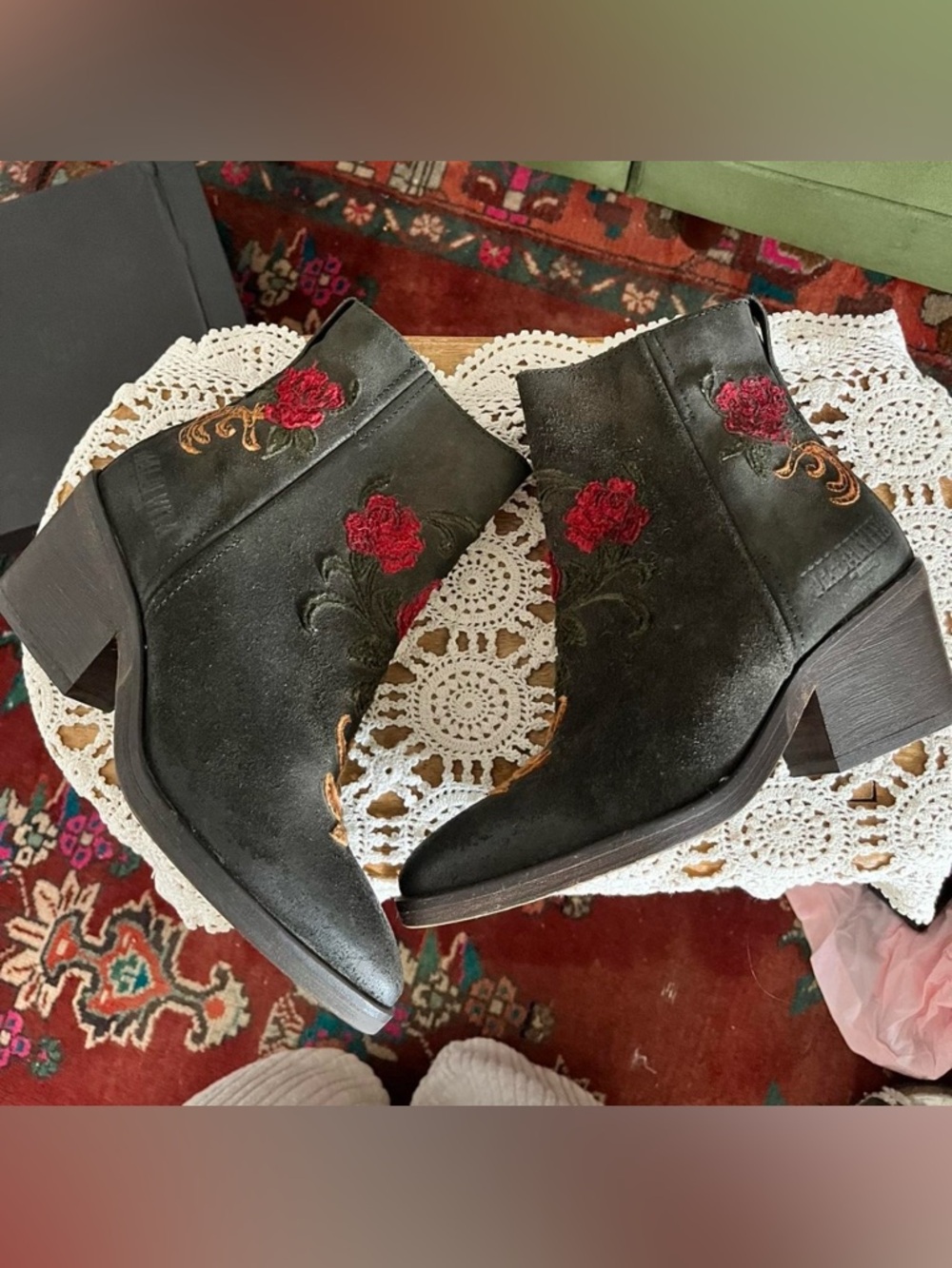 Women’s ankle boots with floral design